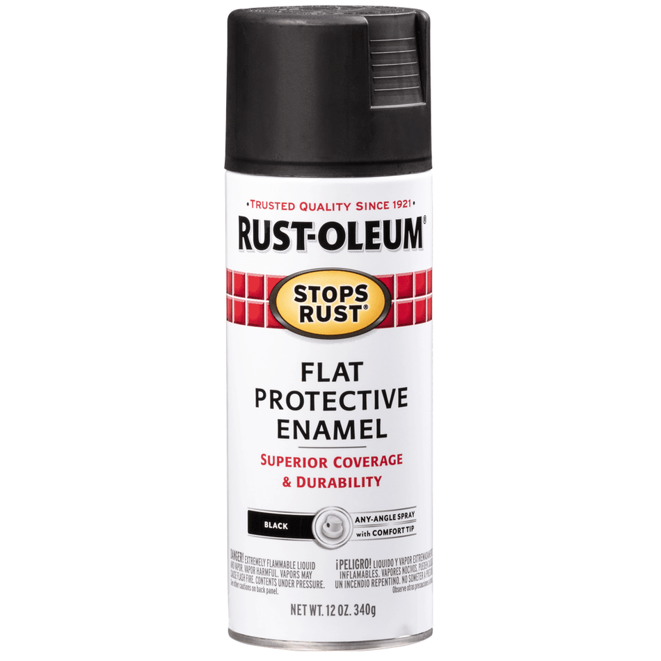 Rust-Oleum Stops Rust 7776830 Protective Enamel Spray, Flat Black, 12 oz.