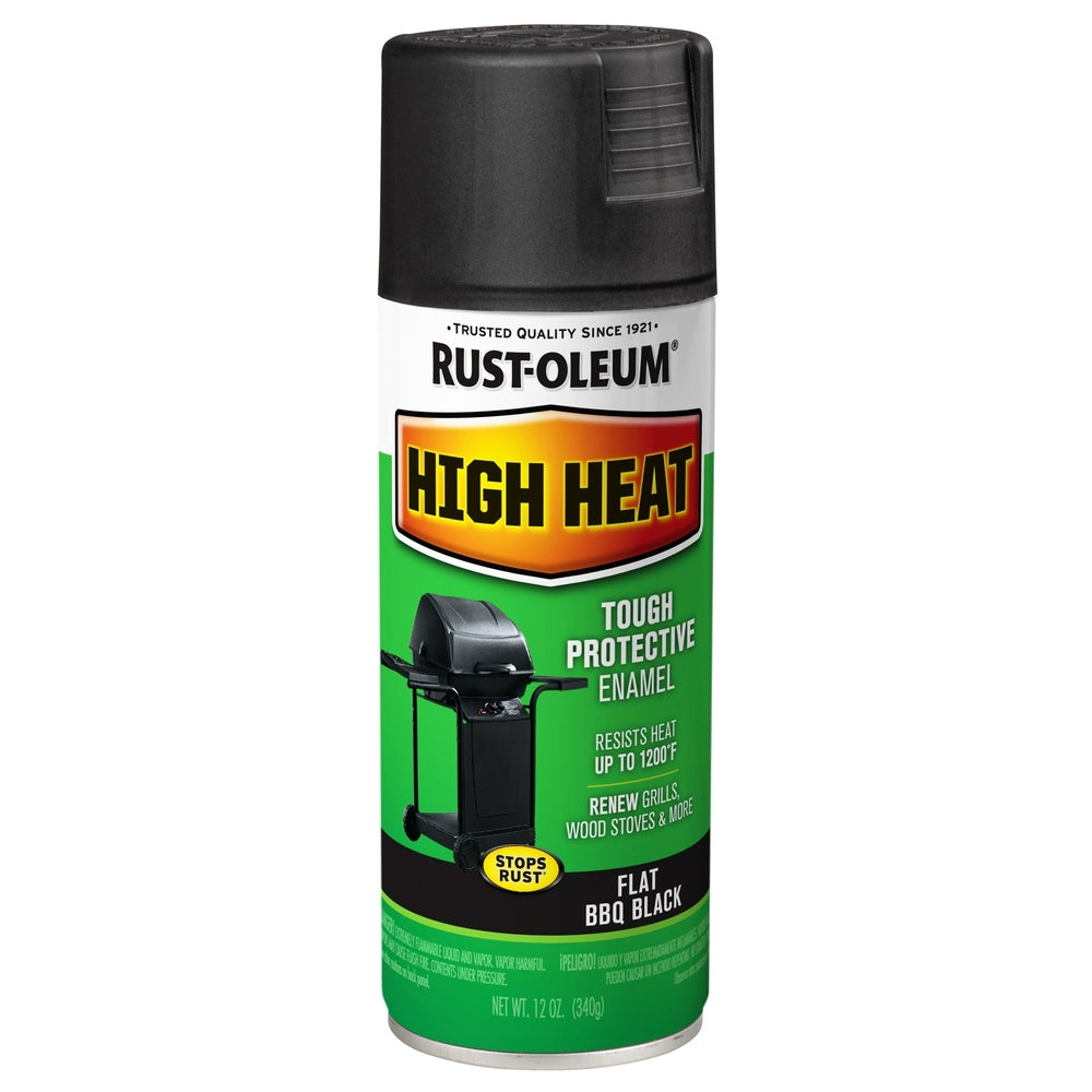 Rust-Oleum Specialty 7778830 High Heat Tough Protective Enamel Spray, Flat Barbecue Black, 12 oz.