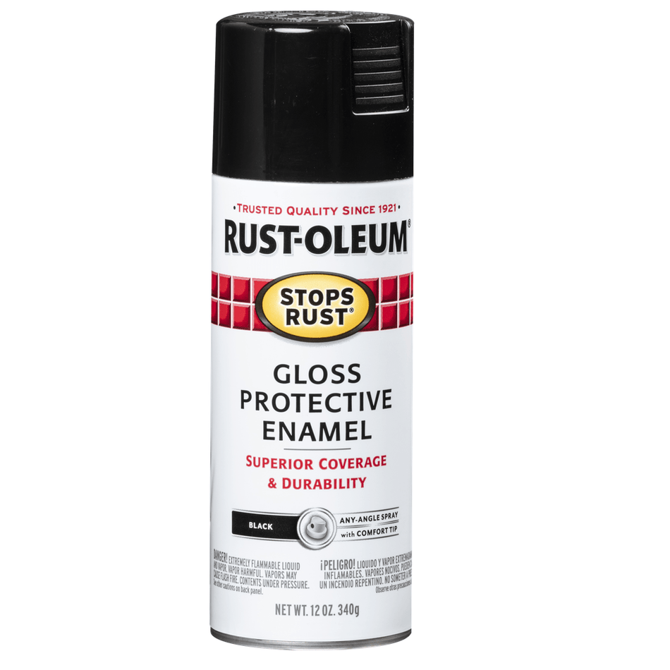 Rust-Oleum Stops Rust 7779830 Protective Enamel Spray, Gloss Black, 12 oz.