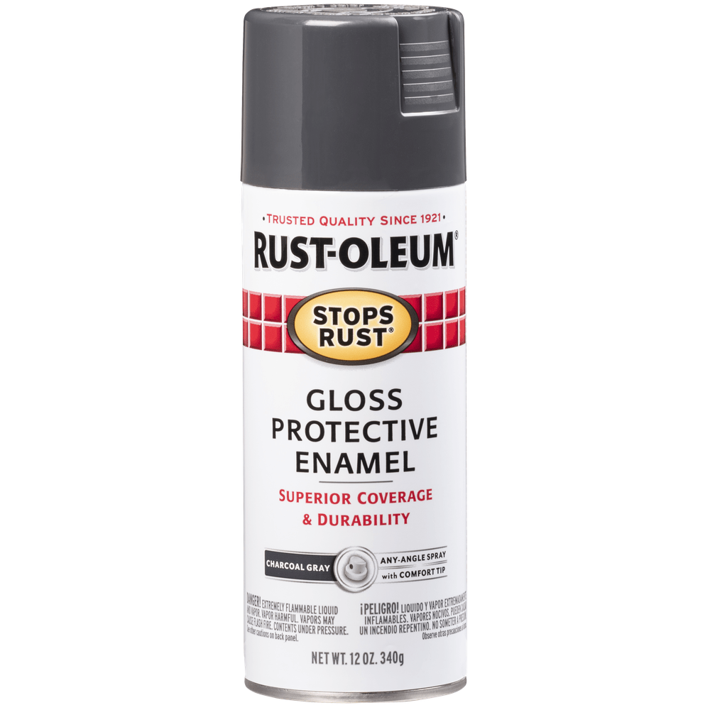 Rust-Oleum Stops Rust 7784830 Protective Enamel Spray, Gloss Charcoal Gray, 12 oz.