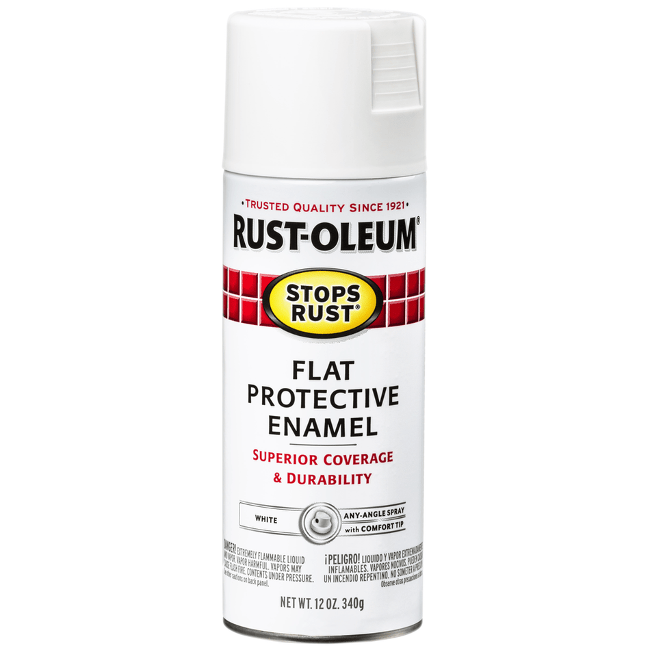 Rust-Oleum Stops Rust 7790830 Protective Enamel Spray, Flat White, 12 oz.