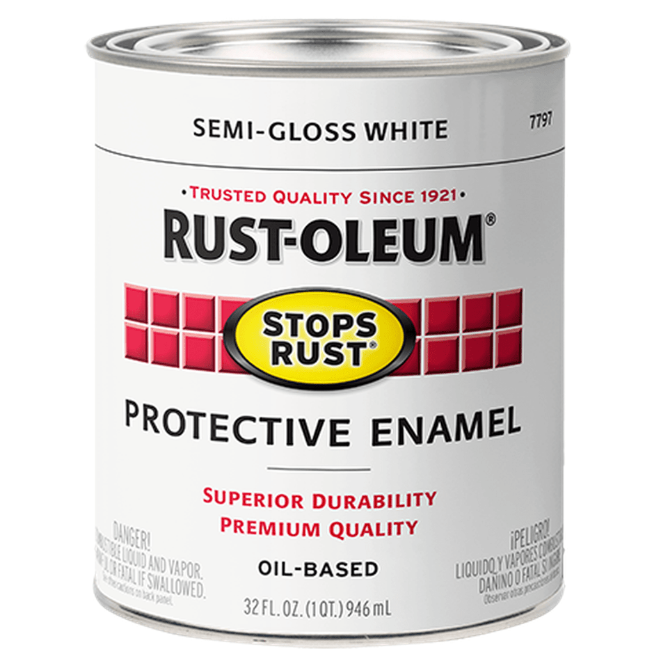Rust-Oleum Stops Rust 7797502 Protective Enamel, Semi-Gloss White, 1 Quart