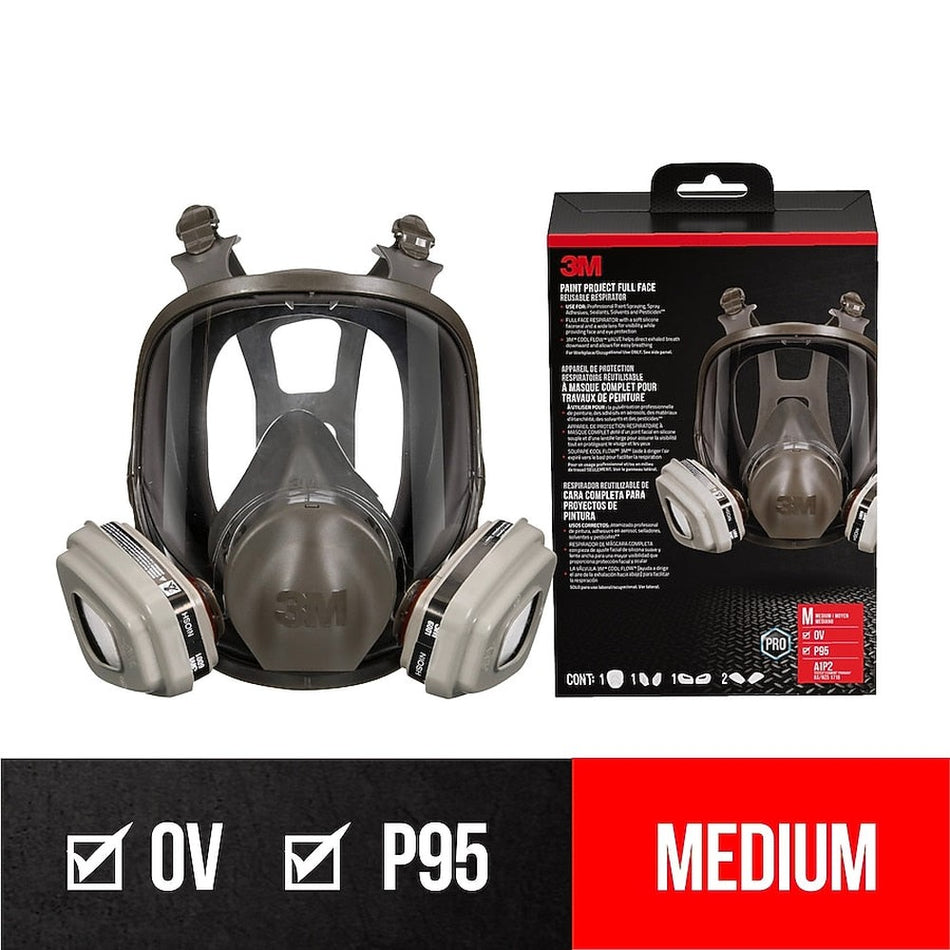 3M Full Face Paint Project Respirator 68P71PA1-A-NA, OV/P95, Medium
