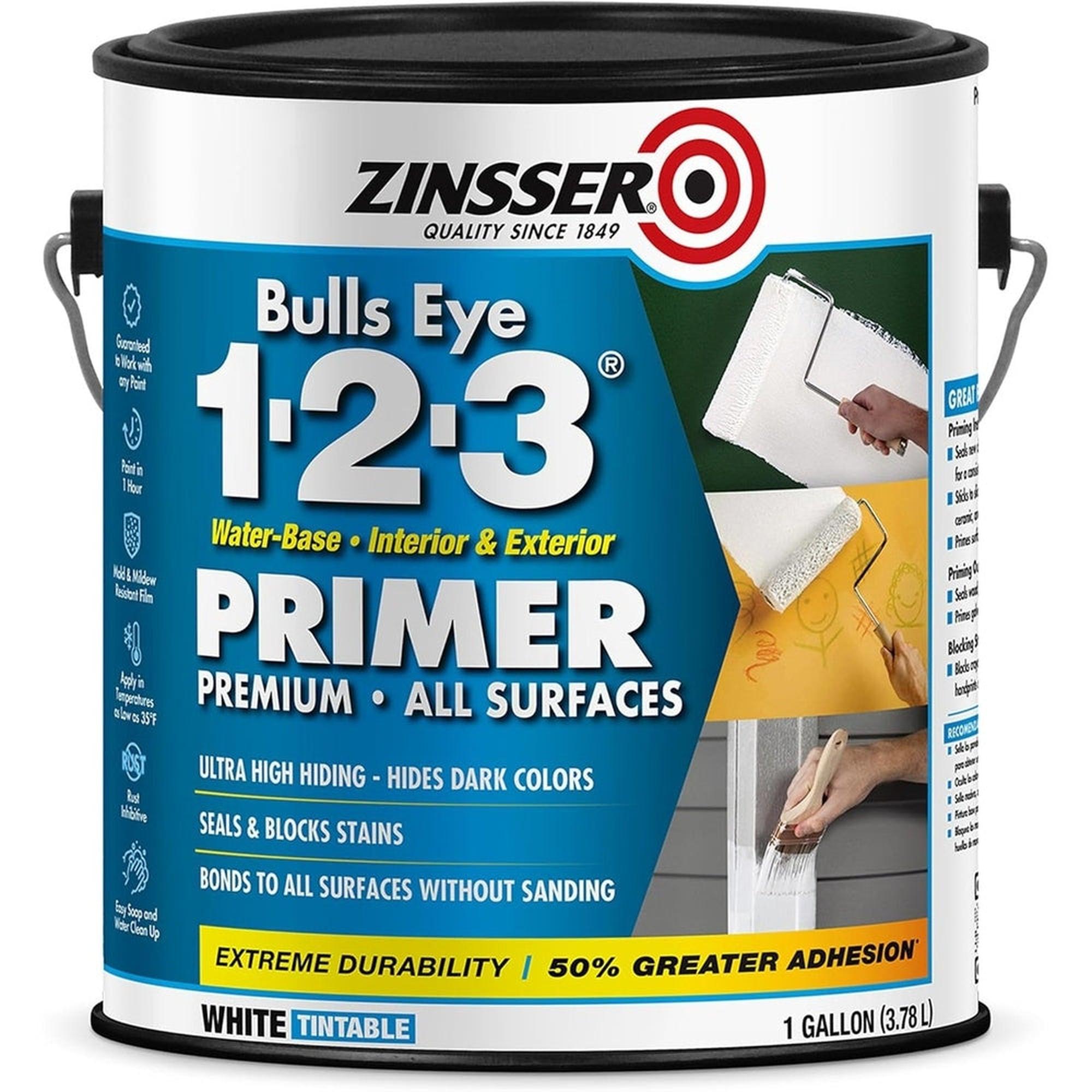 Rust-Oleum Zinsser 02001 Bulls Eye 1-2-3 Water-Base Primer, White (Tintable), 1 Gallon