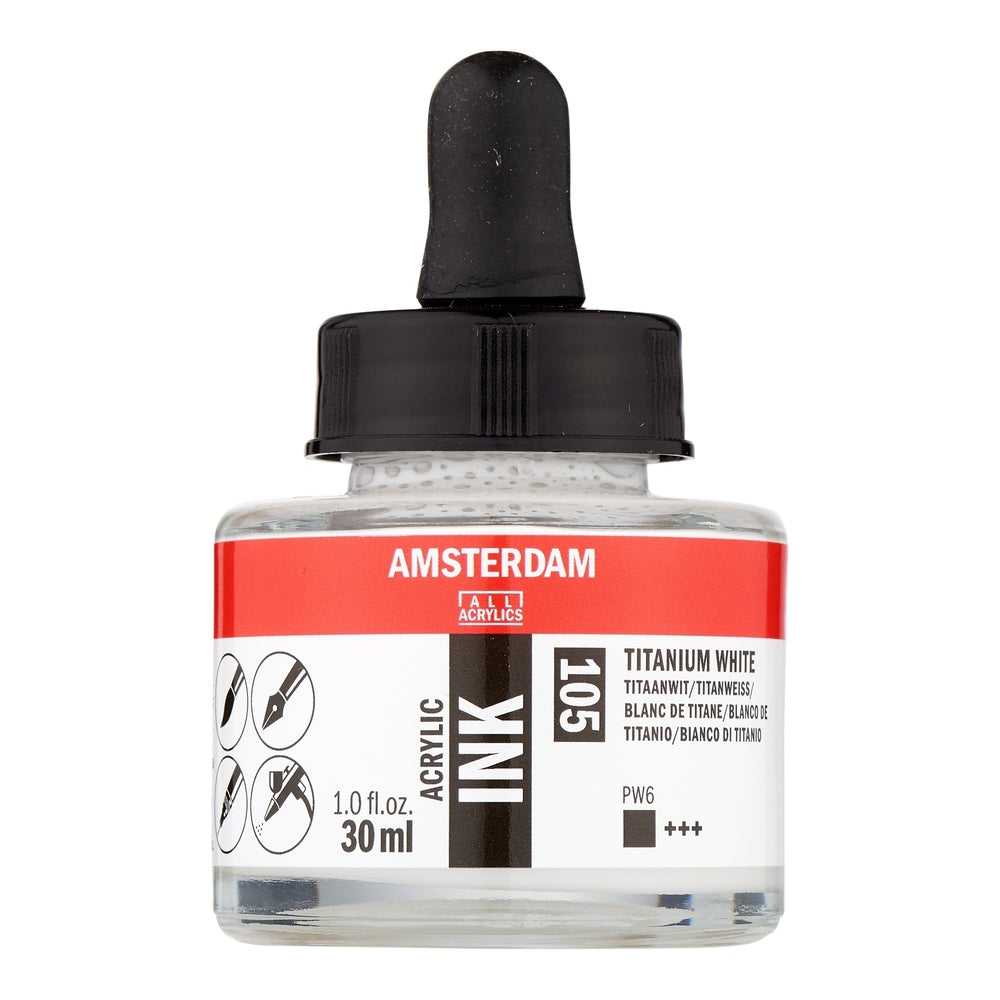 Royal Talens 02201-1023 Amsterdam Acrylic Ink, 30 ml, Titanium White