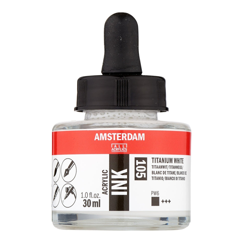 Royal Talens 02201-1023 Amsterdam Acrylic Ink, 30 ml, Titanium White
