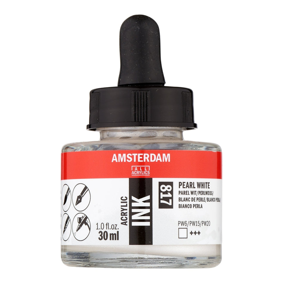 Royal Talens 02201-1093 Amsterdam Acrylic Ink, 30 ml, Pearl White