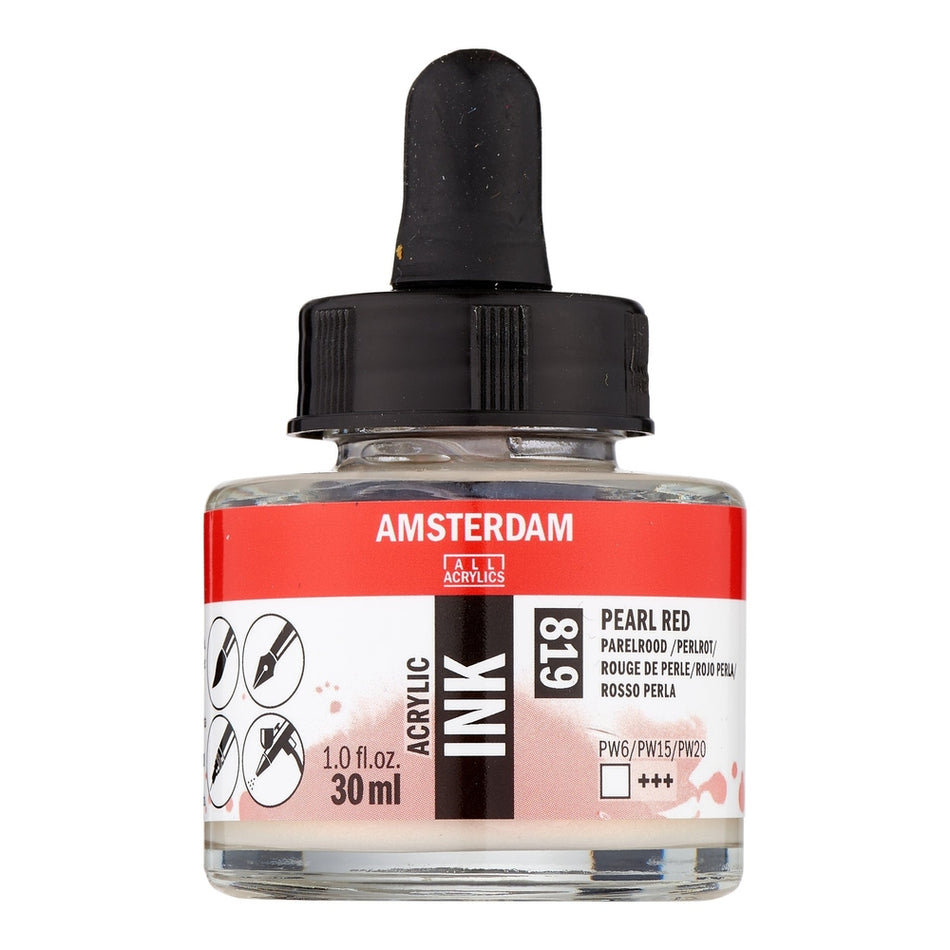Royal Talens 02201-3743 Amsterdam Acrylic Ink, 30 ml, Pearl Red