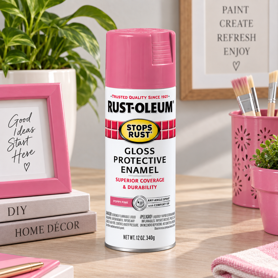 Rust-Oleum Stops Rust Protective Enamel Spray Paint – Gloss Poppy Pink – 12 oz.
