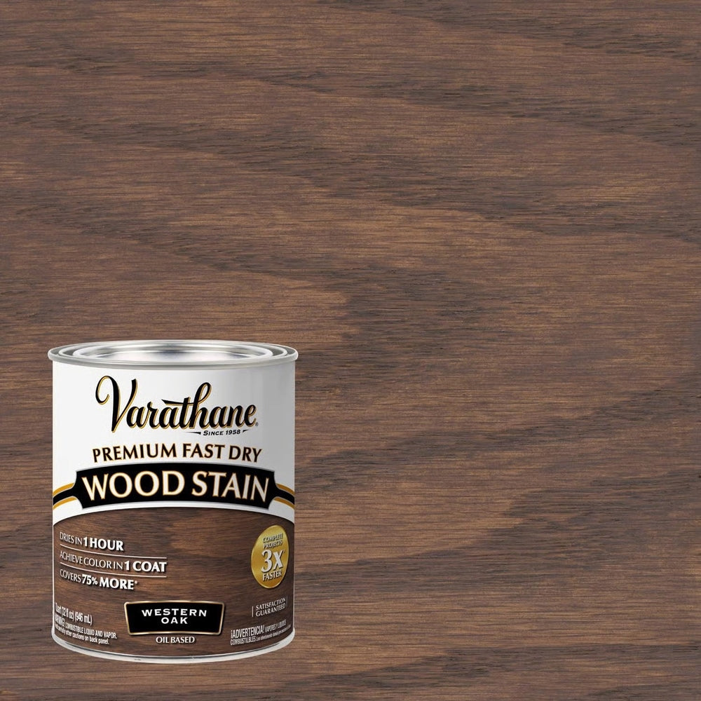 Rust-Oleum Varathane 370719 Premium Fast Dry Wood Stain, Western Oak, 1 Quart