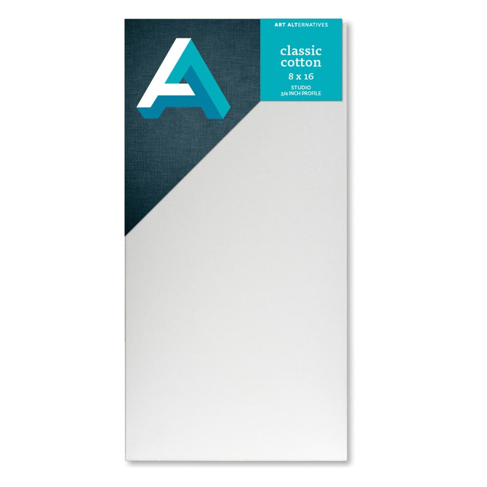 Art Alternatives 89612-4060 Classic Cotton Stretched Canvas, Studio Canvas ¾" Profile, 8" × 16"