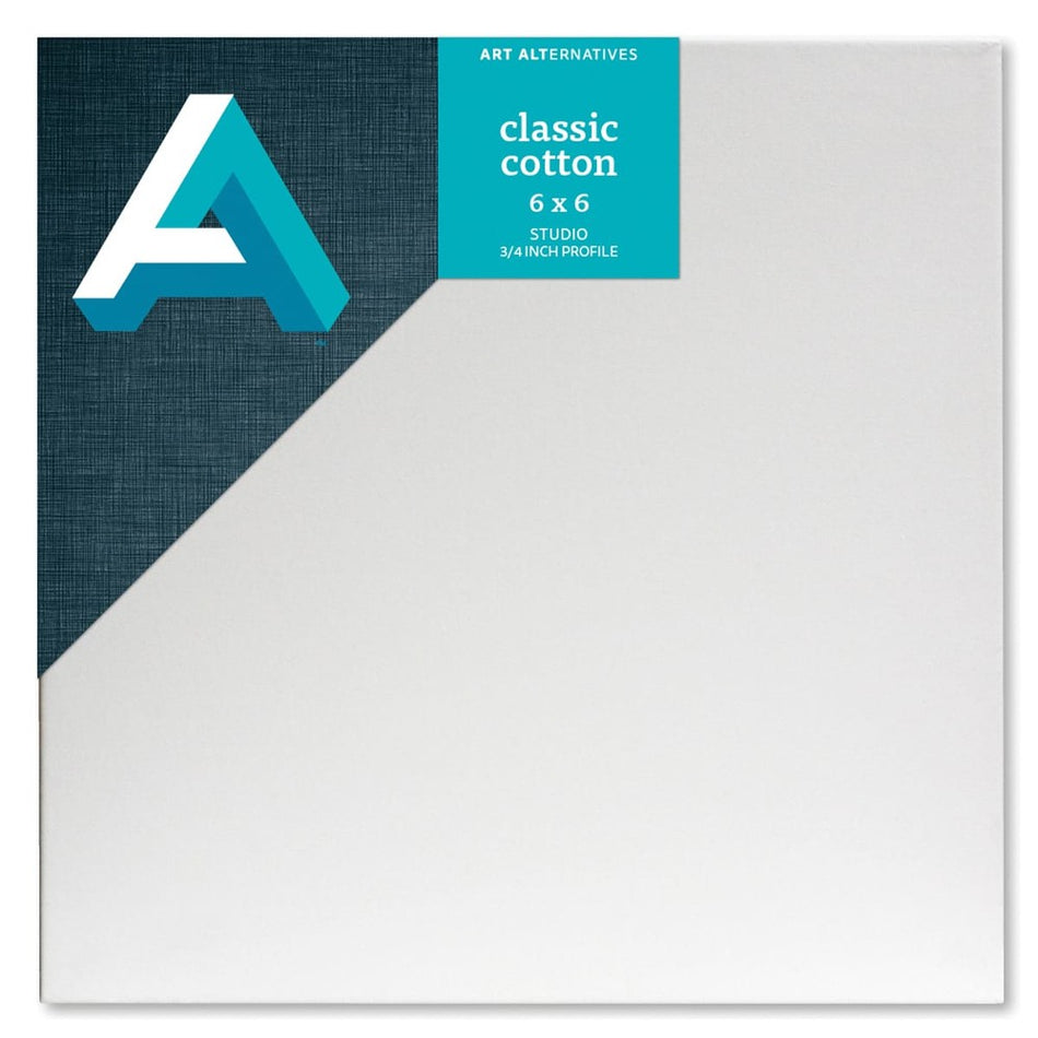 Art Alternatives 89612-4061 Classic Cotton Stretched Canvas, Studio Canvas ¾" Profile, 6" × 6"