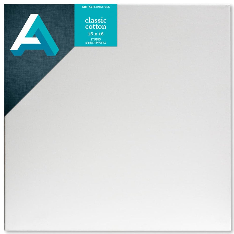 Art Alternatives 89612-4062 Classic Cotton Stretched Canvas, Studio Canvas ¾" Profile, 16" × 16"