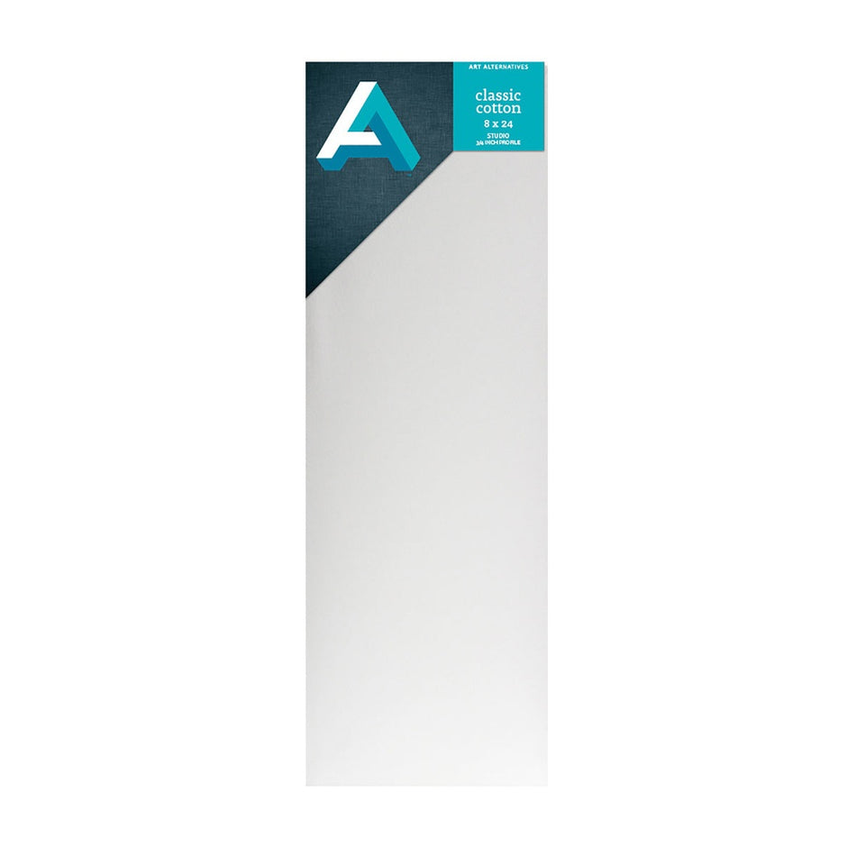Art Alternatives 07246-0824 Classic Cotton Stretched Canvas, Studio Canvas ¾" Profile, 8" × 24"