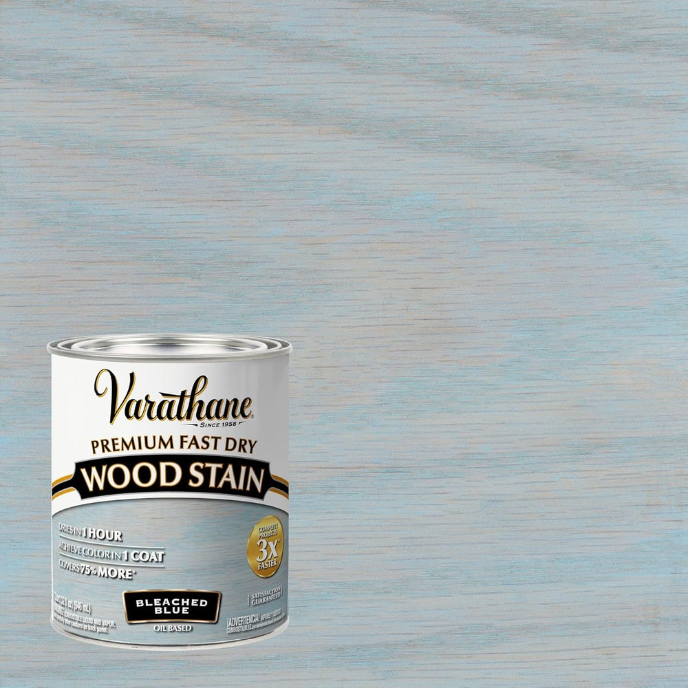 Rust-Oleum Varathane 297425 Premium Fast Dry Wood Stain, Bleached Blue, 1 Quart