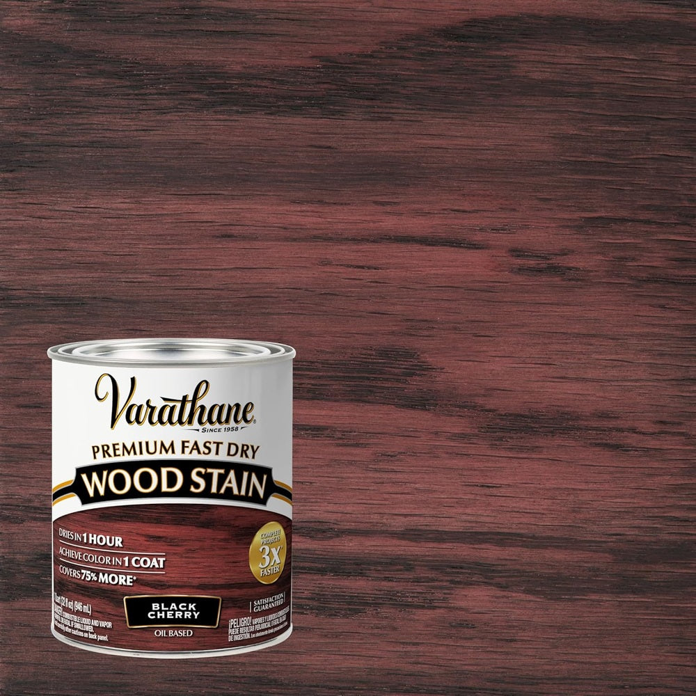 Rust-Oleum Varathane 262009 Premium Fast Dry Wood Stain, Black Cherry, 1 Quart