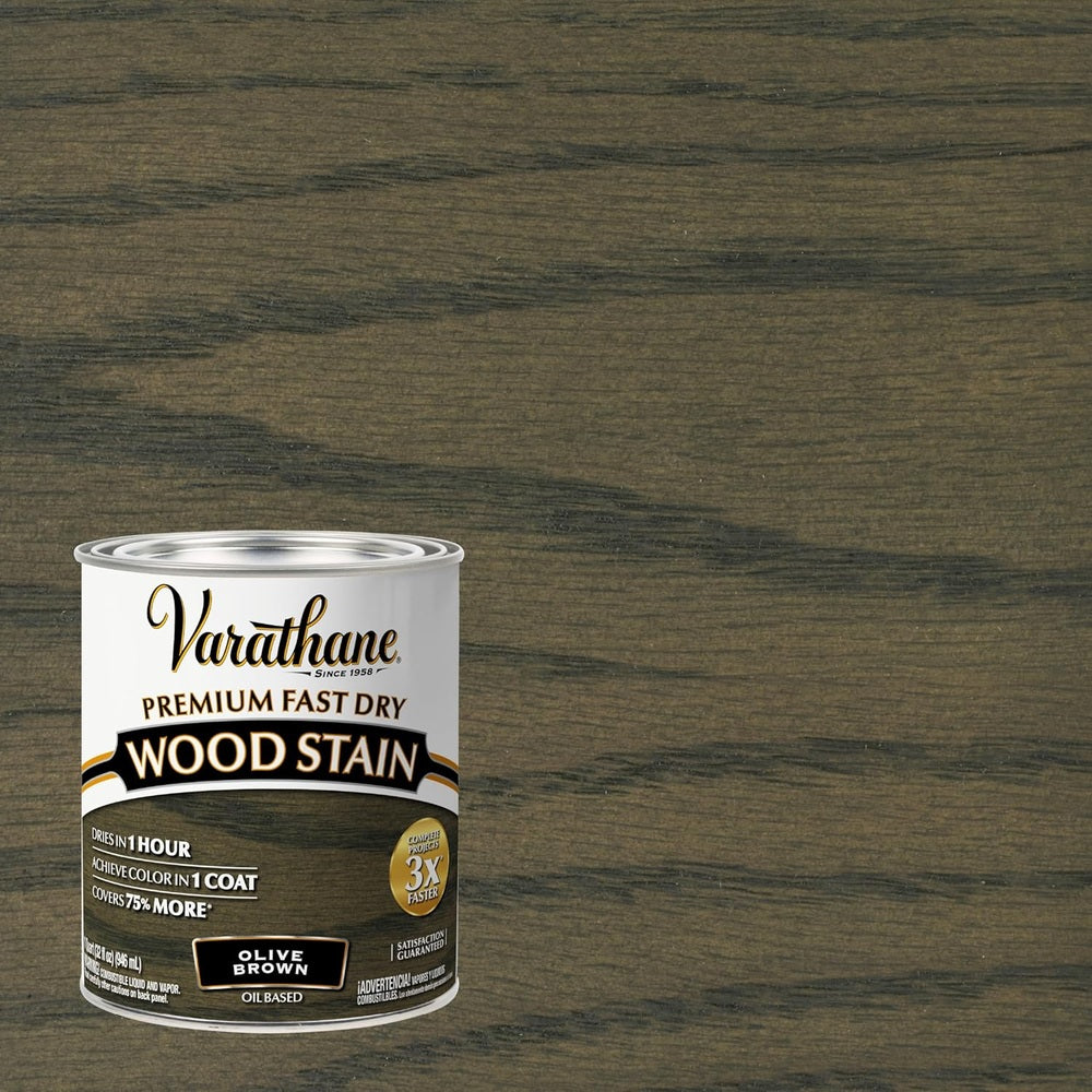 Rust-Oleum Varathane 245344 Premium Fast Dry Wood Stain, Olive Brown, 1 Quart