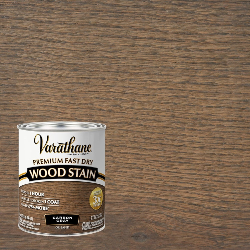 Rust-Oleum Varathane 304559 Premium Fast Dry Wood Stain, Carbon Gray, 1 Quart
