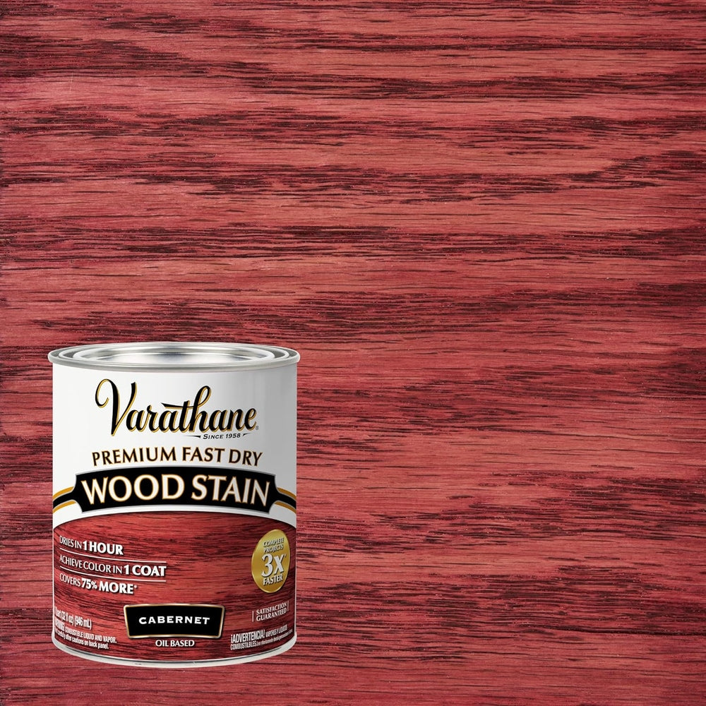 Rust-Oleum Varathane 262016 Premium Fast Dry Wood Stain, Cabernet, 1 Quart
