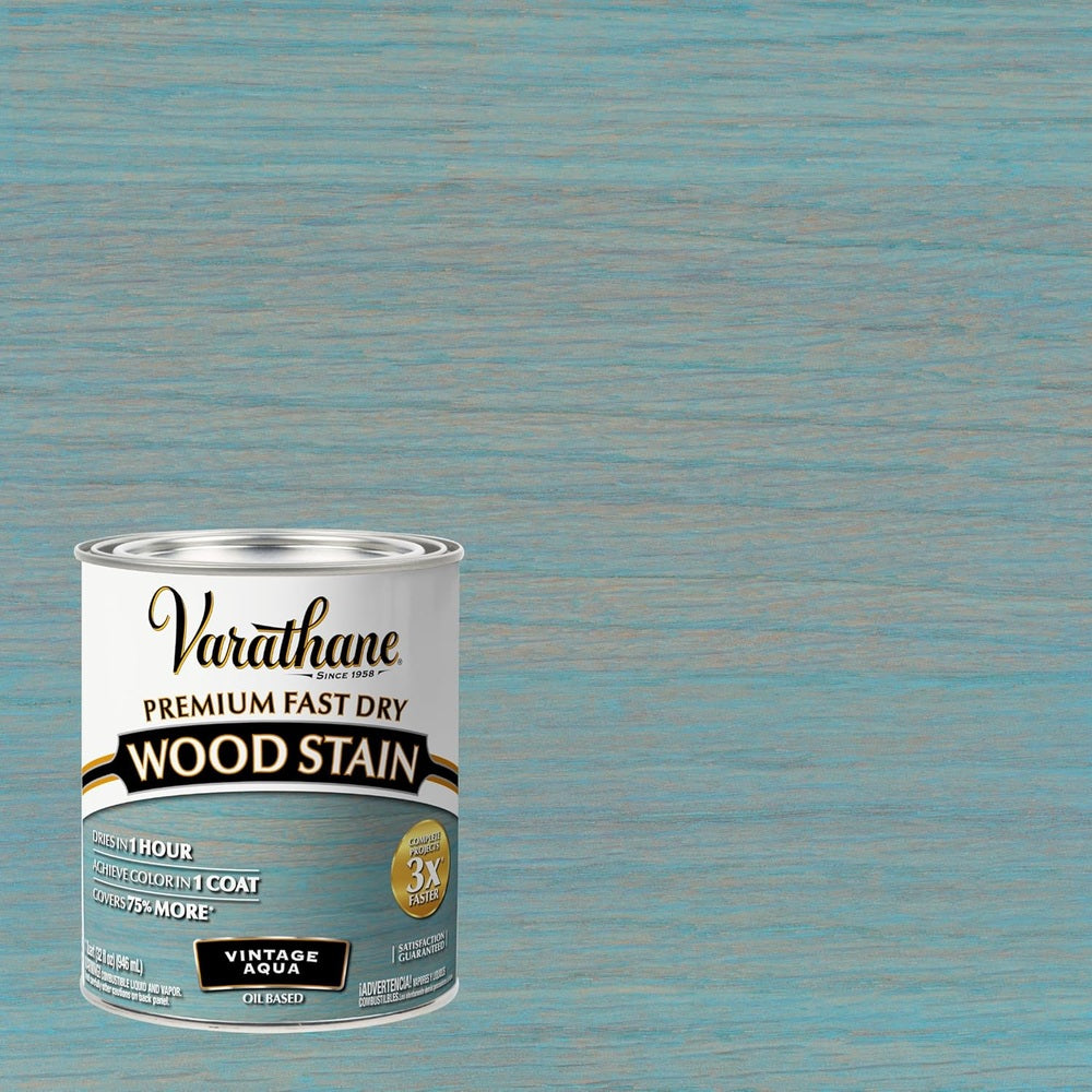 Rust-Oleum Varathane 297427 Premium Fast Dry Wood Stain, Vintage Aqua, 1 Quart