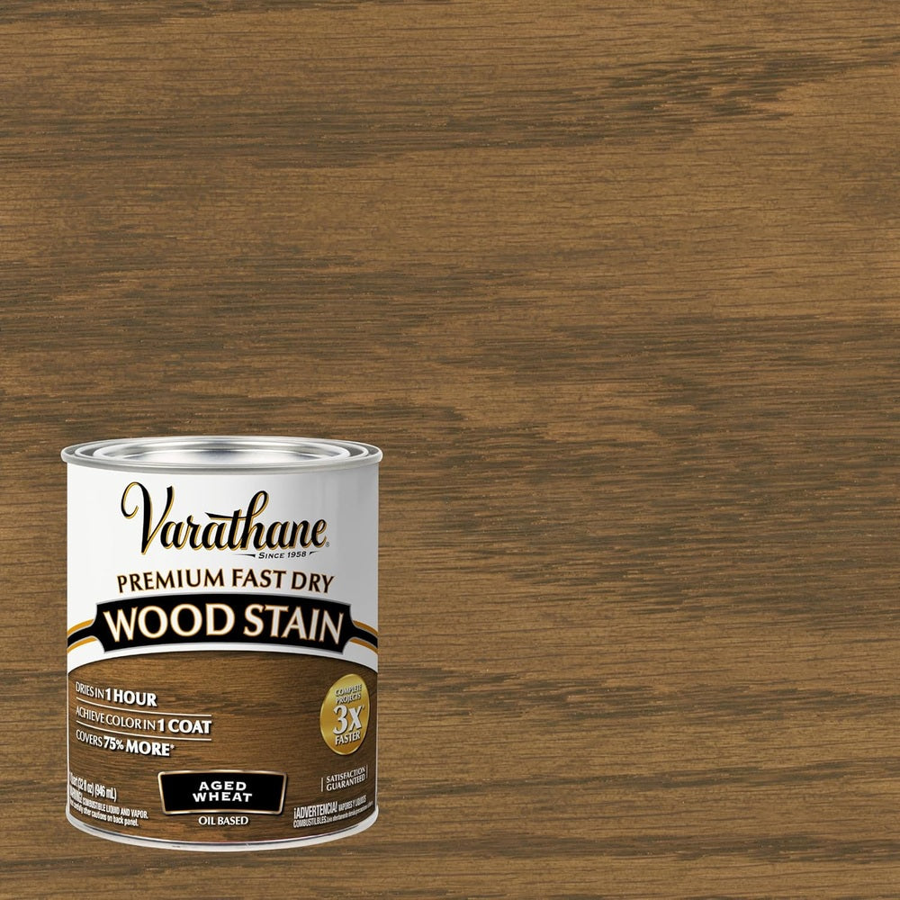 Rust-Oleum Varathane 333660 Premium Fast Dry Wood Stain, Aged Wheat, 1 Quart