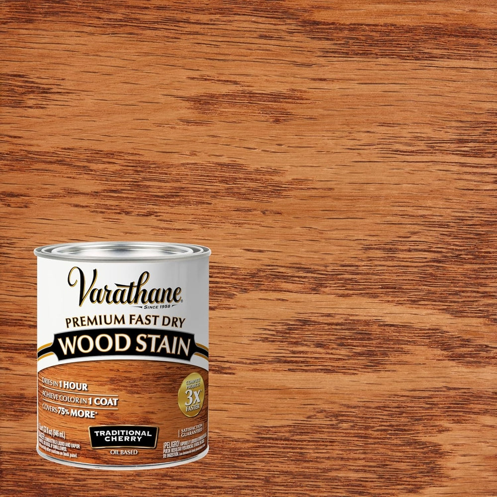 Rust-Oleum Varathane 262008 Premium Fast Dry Wood Stain, Traditional Cherry, 1 Quart