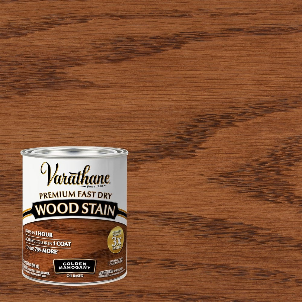 Rust-Oleum Varathane 262014 Premium Fast Dry Wood Stain, Golden Mahogany, 1 Quart