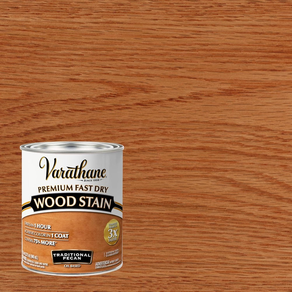 Rust-Oleum Varathane 262013 Premium Fast Dry Wood Stain, Traditional Pecan, 1 Quart