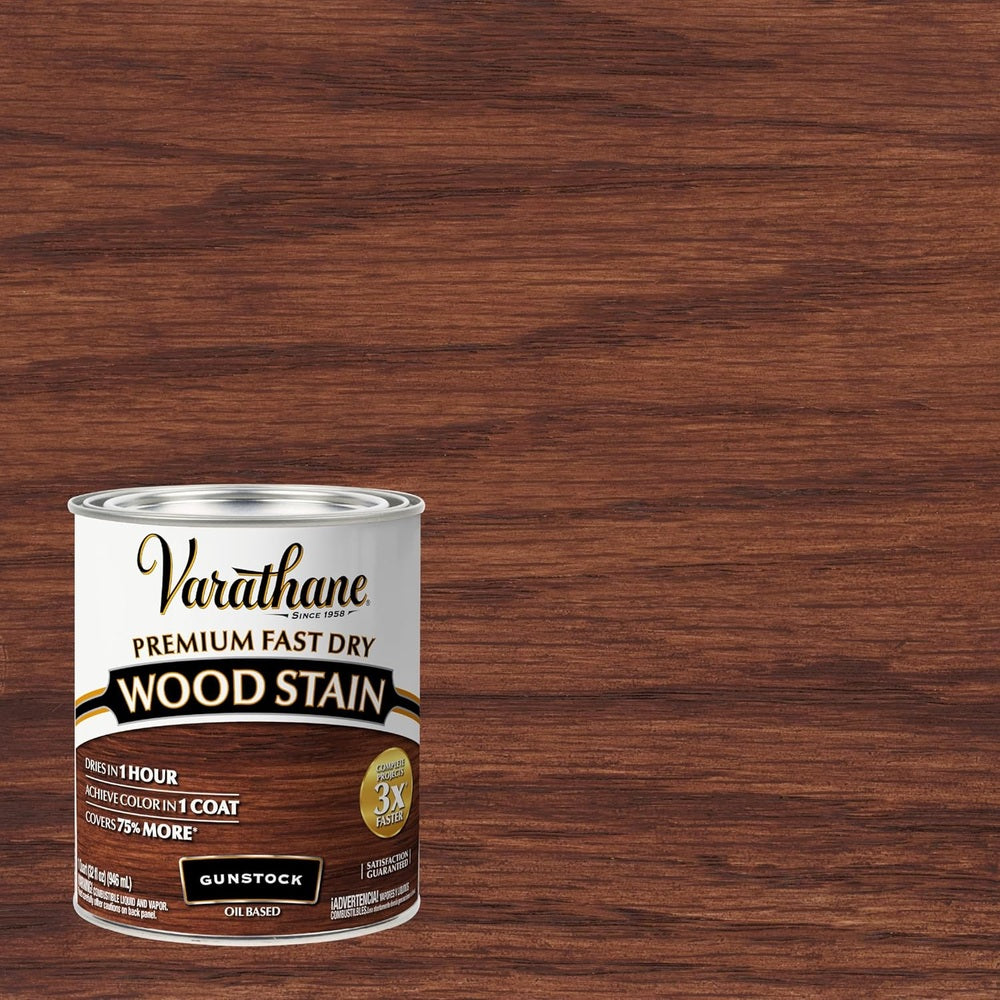 Rust-Oleum Varathane 262007 Premium Fast Dry Wood Stain, Gunstock, 1 Quart