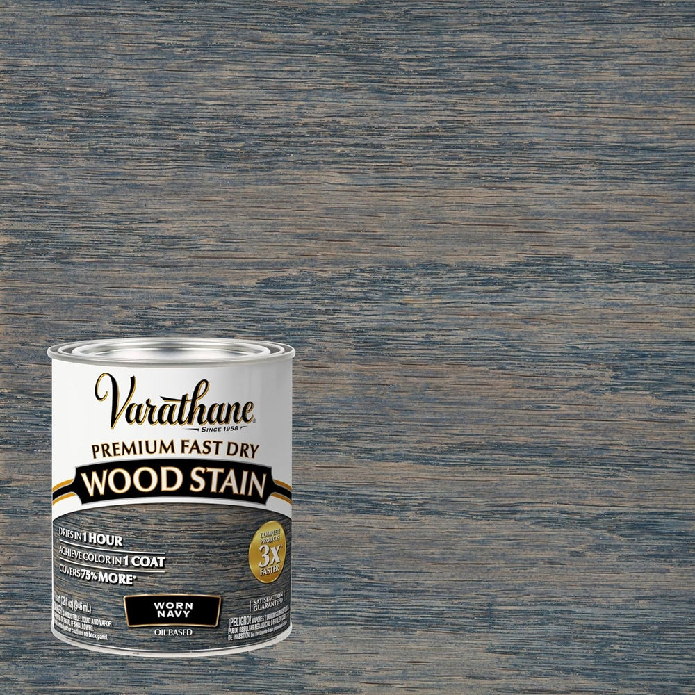 Rust-Oleum Varathane 297428 Premium Fast Dry Wood Stain, Worn Navy, 1 Quart