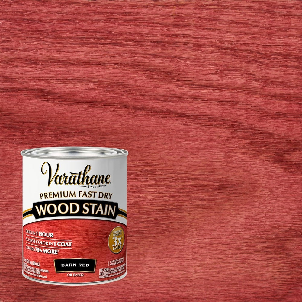 Rust-Oleum Varathane 307414 Premium Fast Dry Wood Stain, Barn Red, 1 Quart