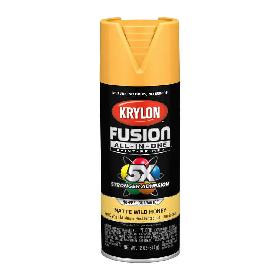 Krylon K02765007 Fusion All-in-One Spray Paint, Matte Wild Honey, 12 oz.