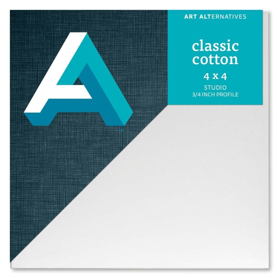 Art Alternatives 07246-0044 Classic Cotton Stretched Canvas, Studio Canvas ¾" Profile, 4" × 4"