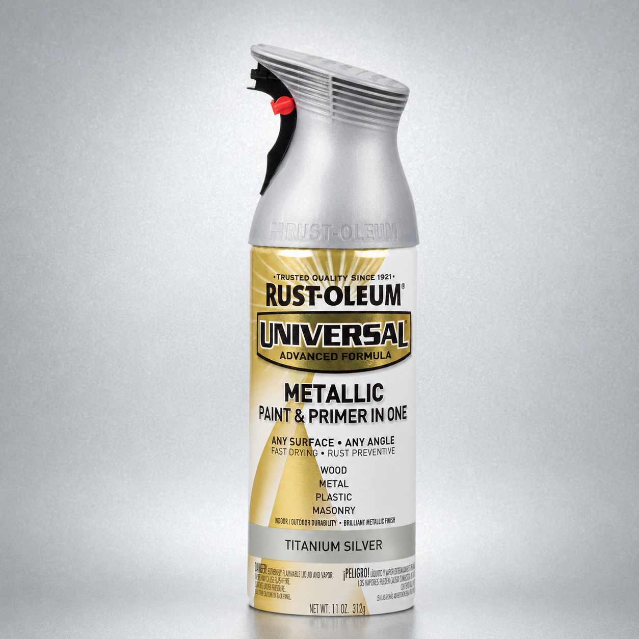 RUST-OLEUM UNIVERSAL METALLIC PAINT & PRIMER IN ONE SPRAY — 11 OZ. — TITANIUM SILVER
