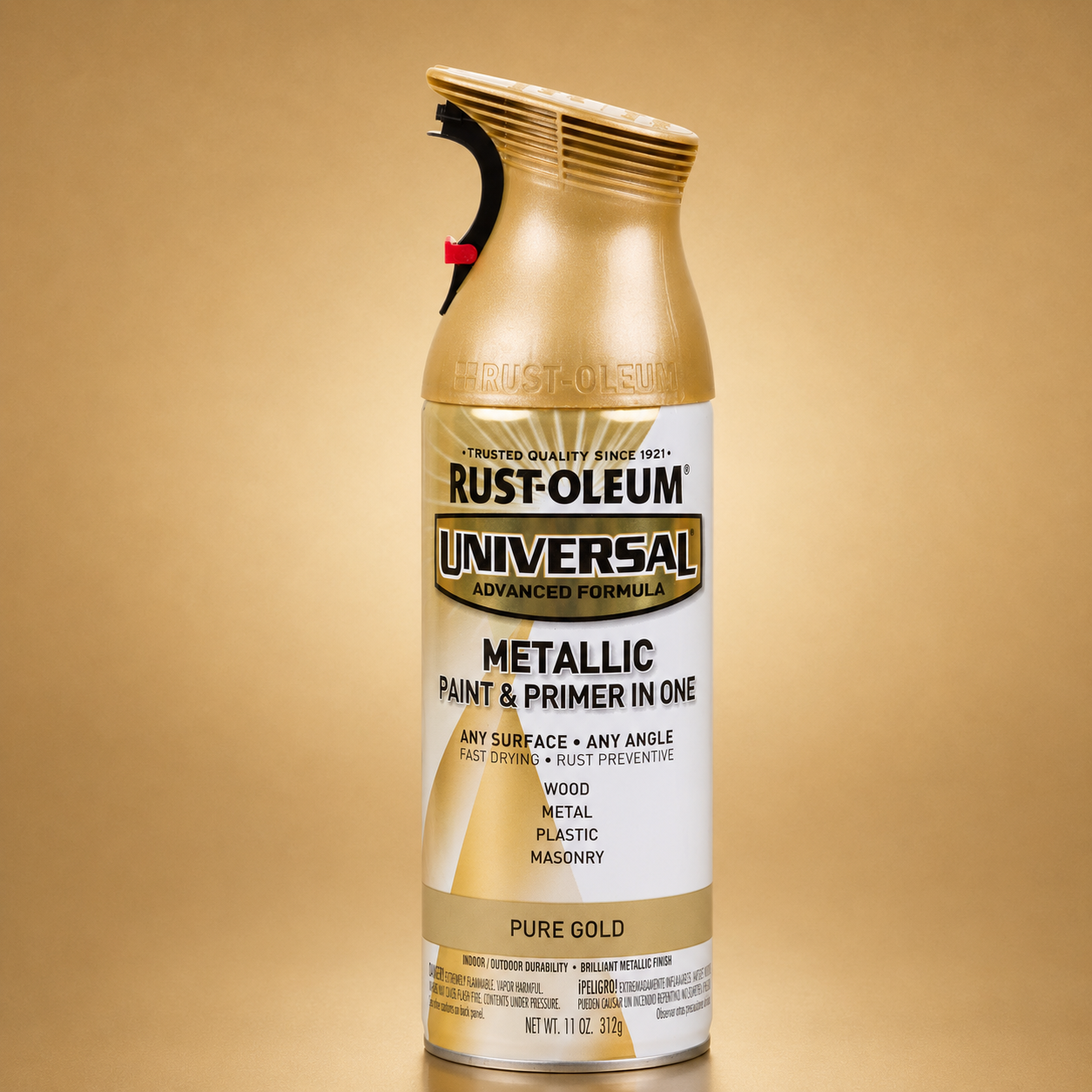 RUST-OLEUM UNIVERSAL METALLIC PAINT & PRIMER IN ONE SPRAY — 11 OZ. — PURE GOLD