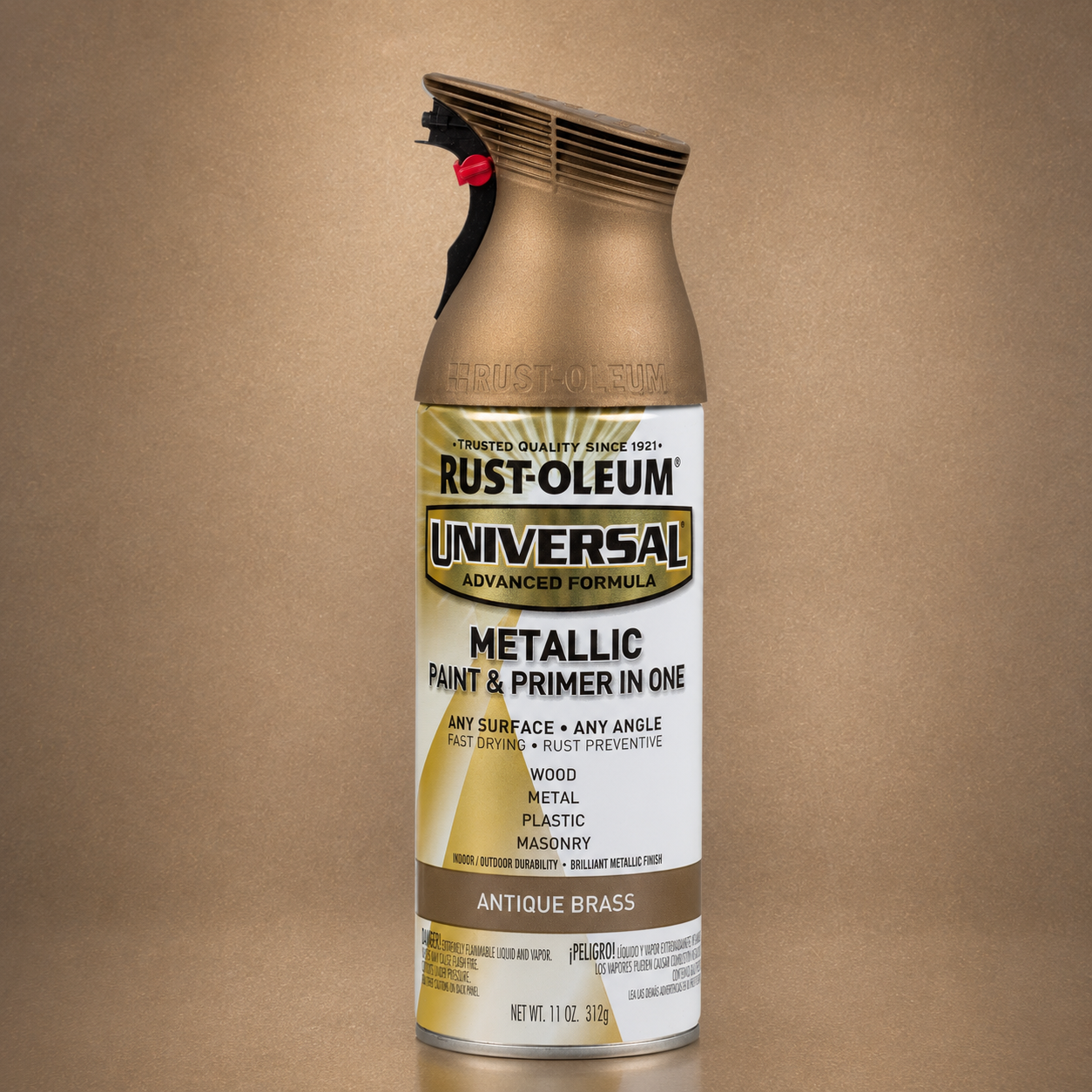 RUST-OLEUM UNIVERSAL METALLIC PAINT & PRIMER IN ONE SPRAY — 11 OZ. — ANTIQUE BRASS
