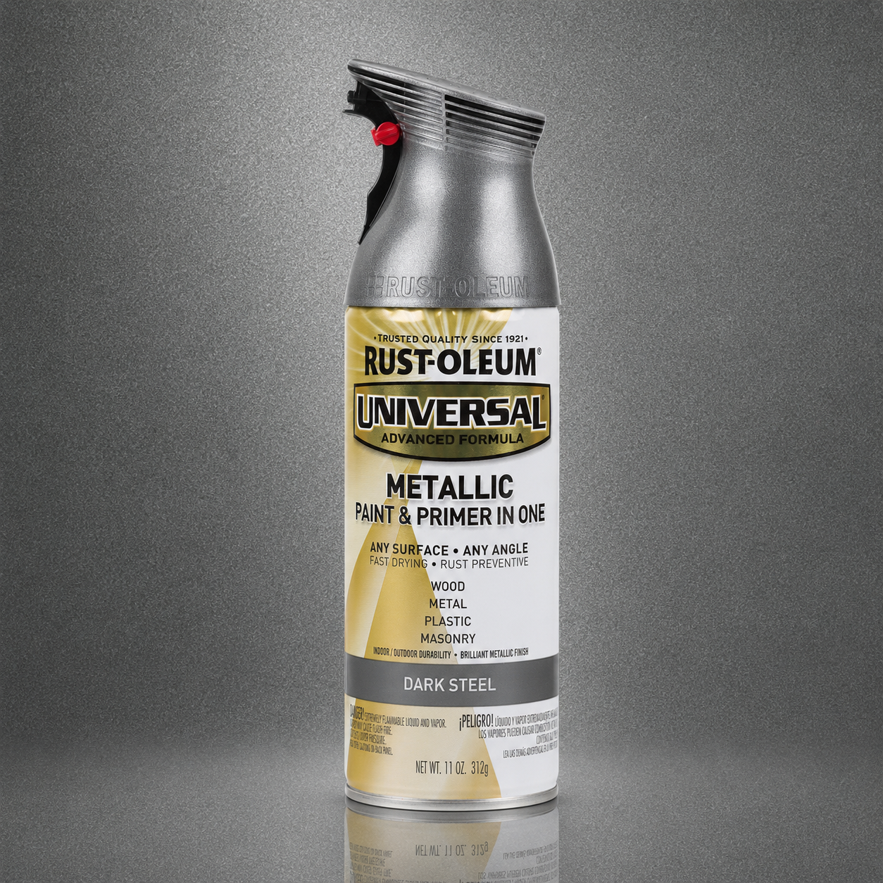 RUST-OLEUM UNIVERSAL METALLIC PAINT & PRIMER IN ONE SPRAY — 11 OZ. — DARK STEEL