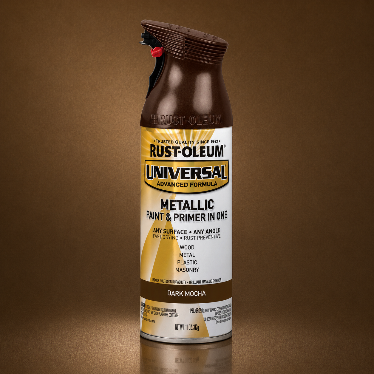 RUST-OLEUM UNIVERSAL METALLIC PAINT & PRIMER IN ONE SPRAY — 11 OZ. — DARK MOCHA