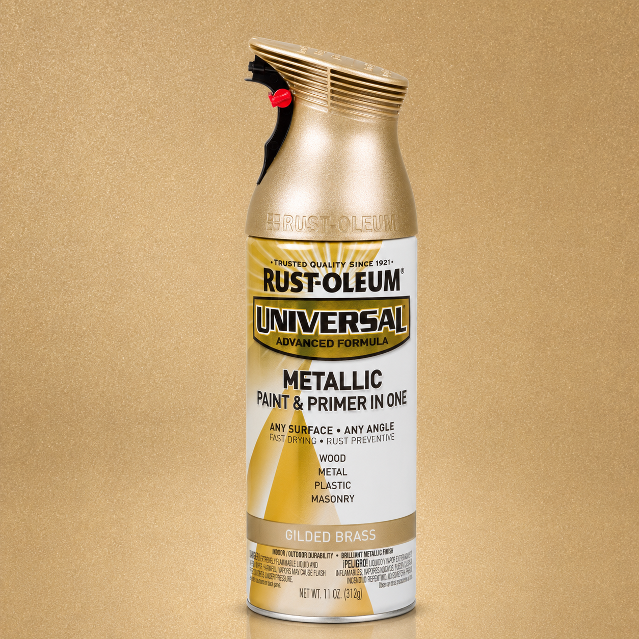RUST-OLEUM UNIVERSAL METALLIC PAINT & PRIMER IN ONE SPRAY — 11 OZ. — GILDED BRASS