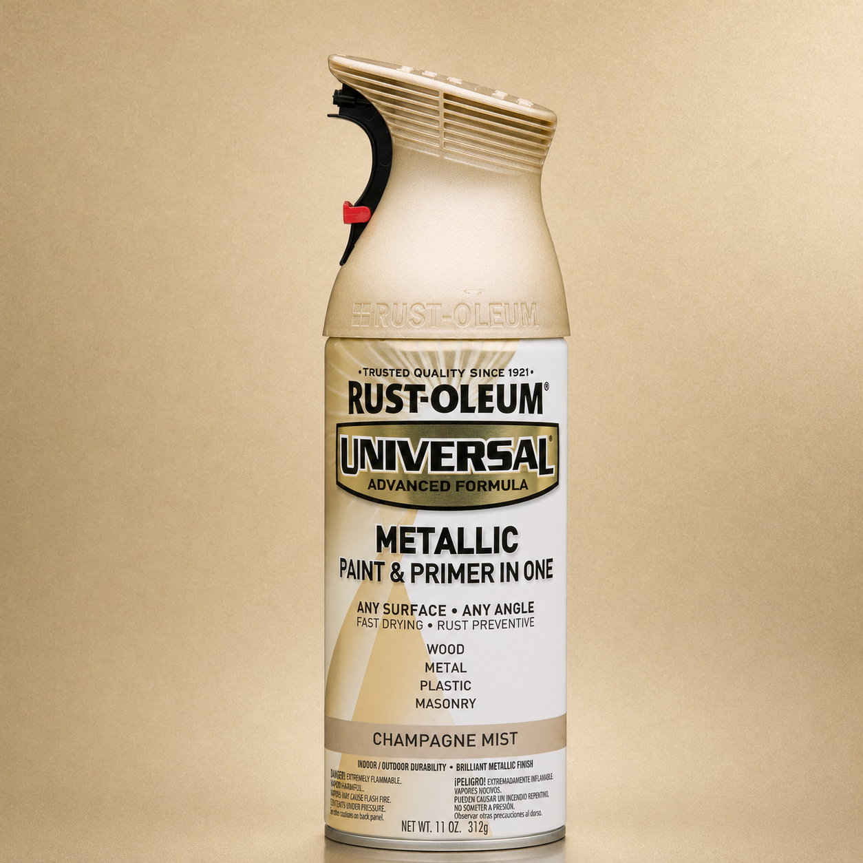 RUST-OLEUM UNIVERSAL METALLIC PAINT & PRIMER IN ONE SPRAY — 11 OZ. — CHAMPAGNE MIST