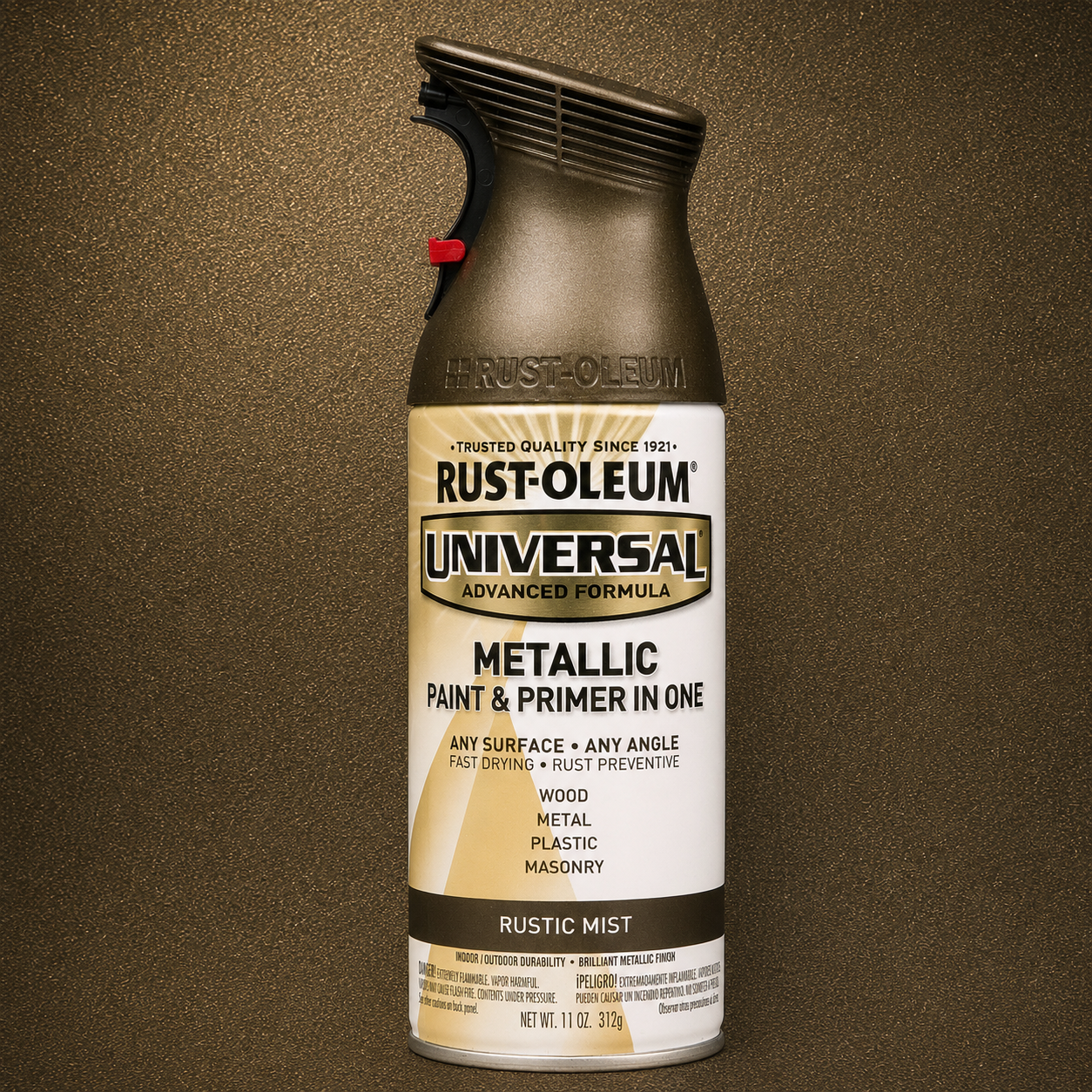 RUST-OLEUM UNIVERSAL METALLIC PAINT & PRIMER IN ONE SPRAY — 11 OZ. — RUSTIC MIST
