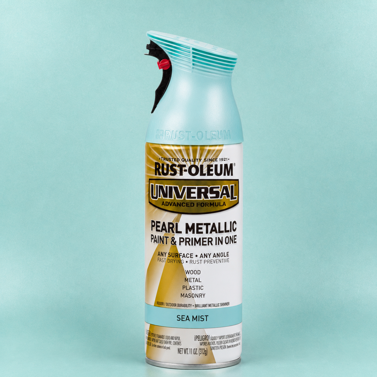 RUST-OLEUM UNIVERSAL PEARL METALLIC PAINT & PRIMER IN ONE SPRAY — 11 OZ. — SEA MIST