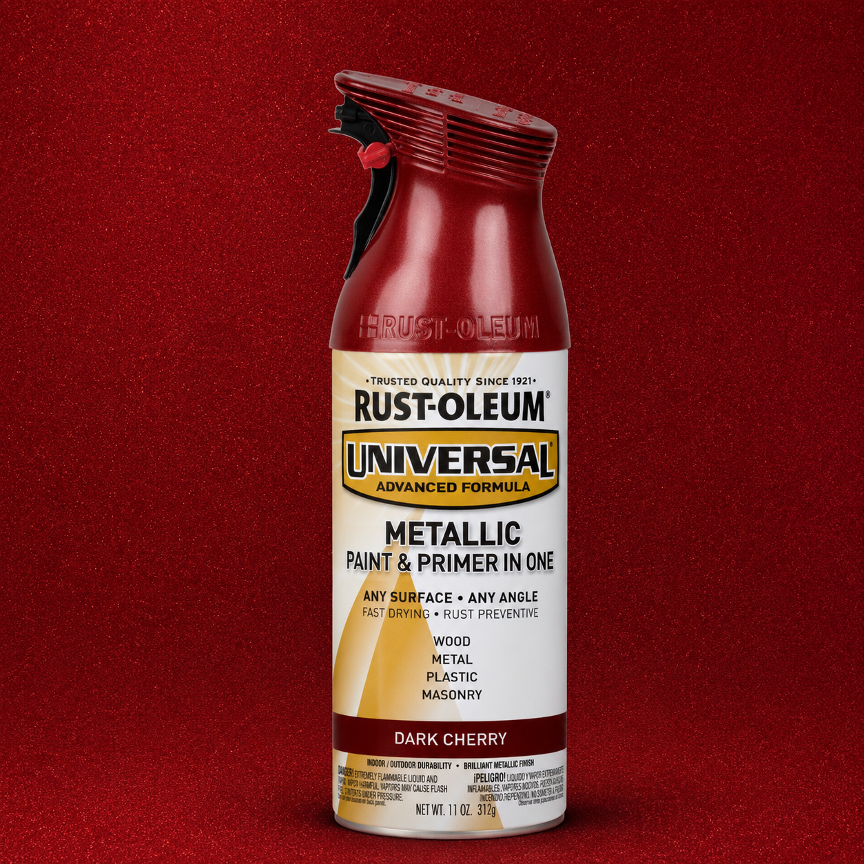 RUST-OLEUM UNIVERSAL METALLIC PAINT & PRIMER IN ONE SPRAY — 11 OZ. — DARK CHERRY