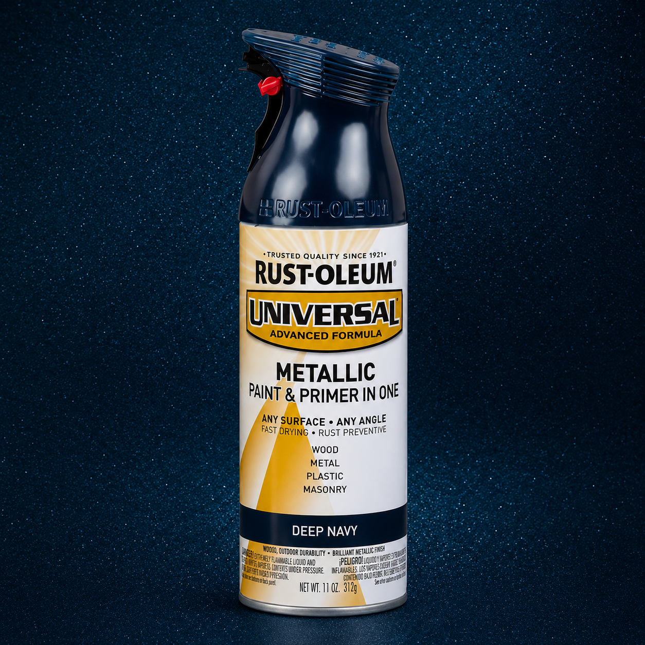 RUST-OLEUM UNIVERSAL METALLIC PAINT & PRIMER IN ONE SPRAY — 11 OZ. — DEEP NAVY