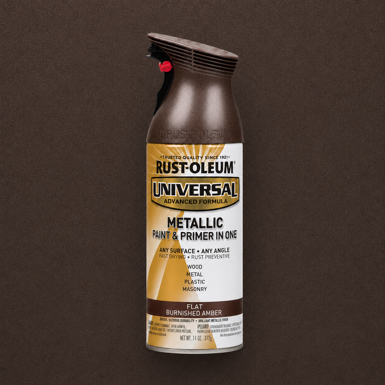 RUST-OLEUM UNIVERSAL METALLIC PAINT & PRIMER IN ONE SPRAY — 11 OZ. — FLAT BURNISHED AMBER