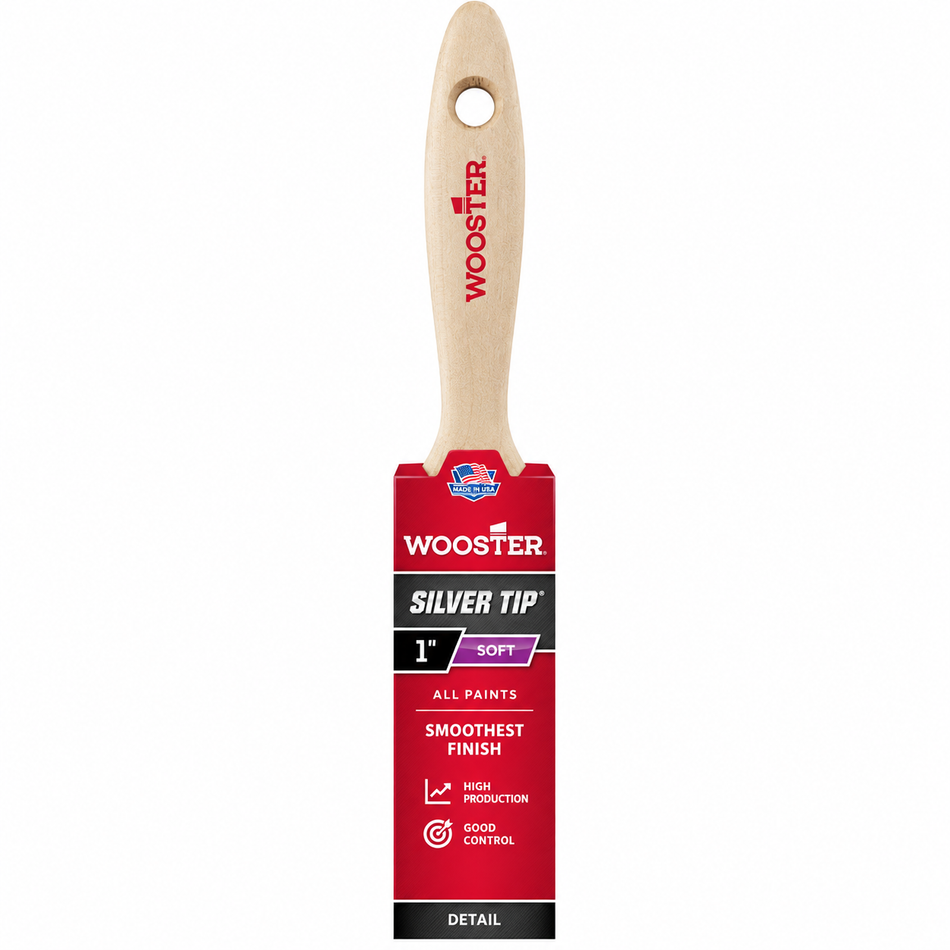 Wooster 5222 1" Silver Tip Flat Beavertail Brush