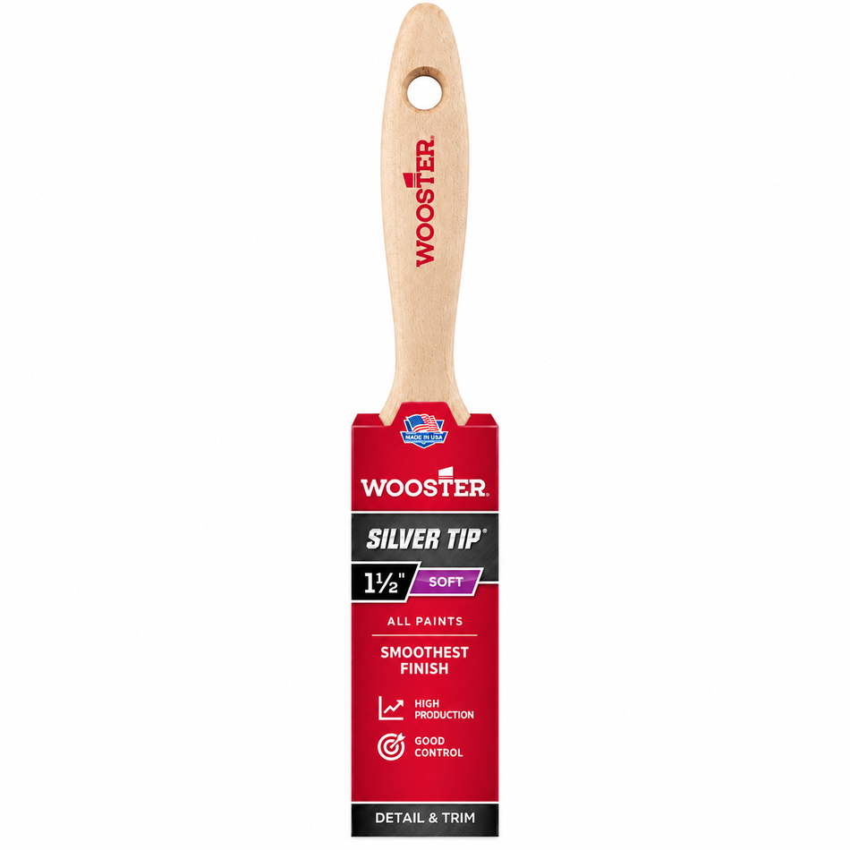 Wooster 5222 1.5" Silver Tip Flat Beavertail Brush