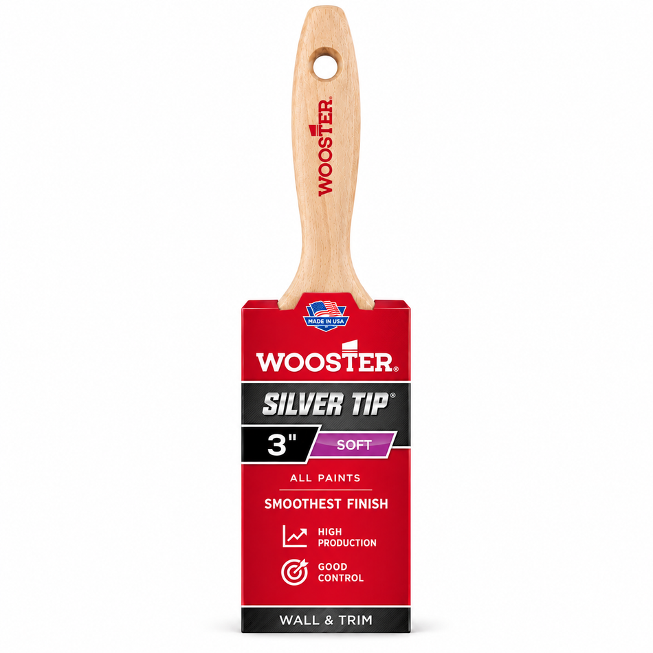 Wooster 5222 3" Silver Tip Flat Beavertail Brush