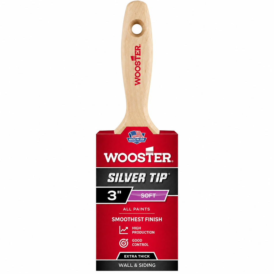 Wooster 5223 3" Silver Tip Extra-Thick Flat Beavertail Brush
