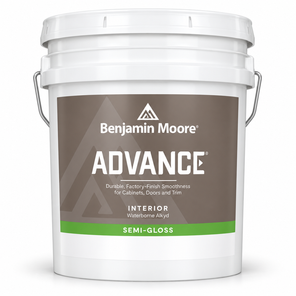 Benjamin Moore ADVANCE Interior Waterborne Alkyd Paint – Semi-Gloss, Base 1X, 5 Gallon